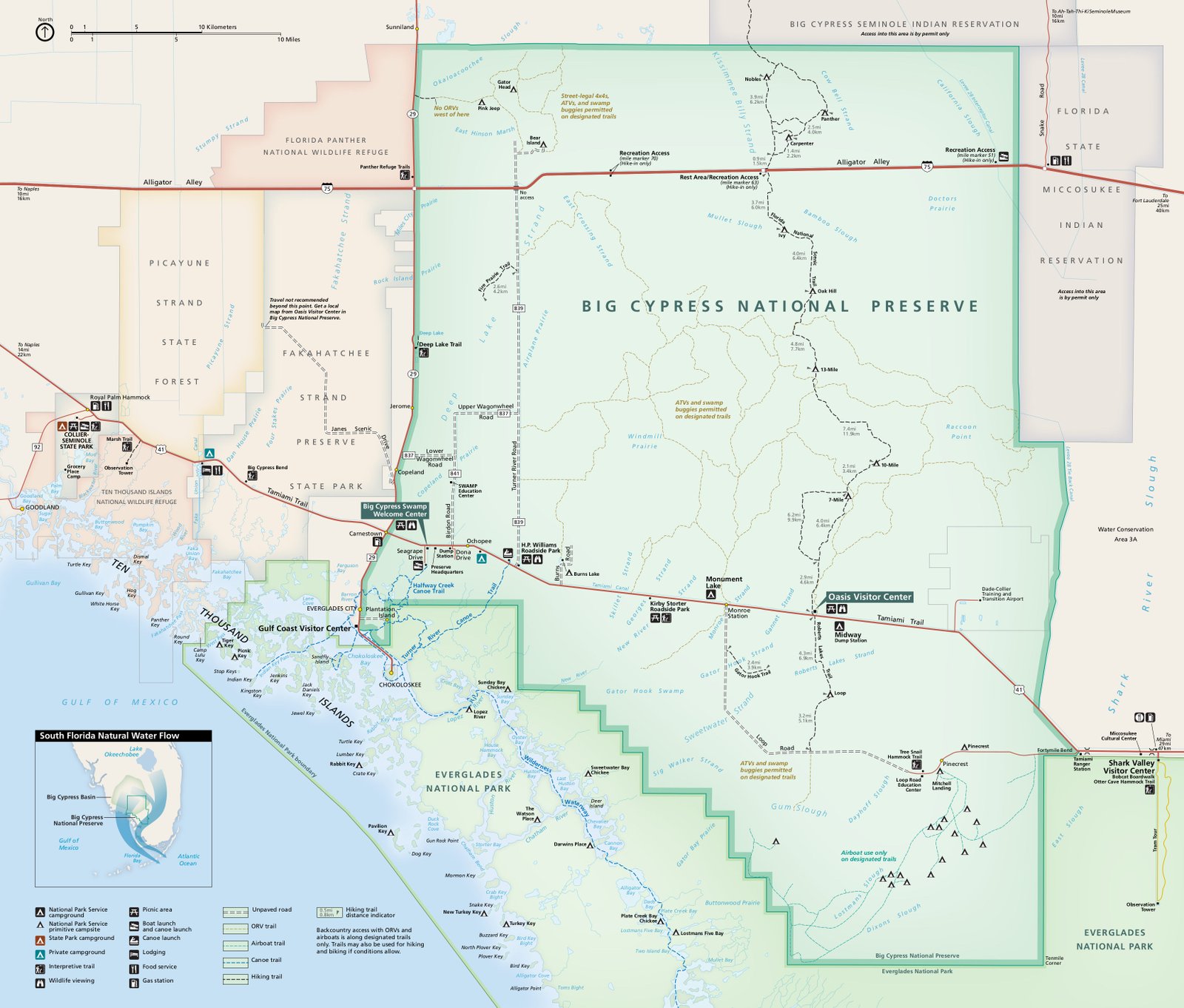 National Park Service map of Big Cypress National Preserve
